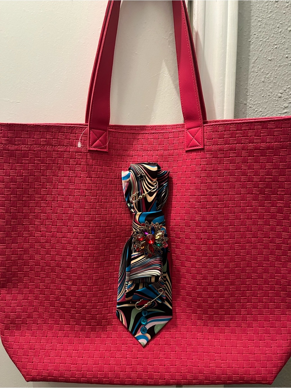 Embellished Necktie Pink Tote